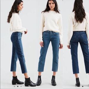 Levi's Made and Crafted Indigo Color Block Slim Crop Cotton Denim Jeans Size 29